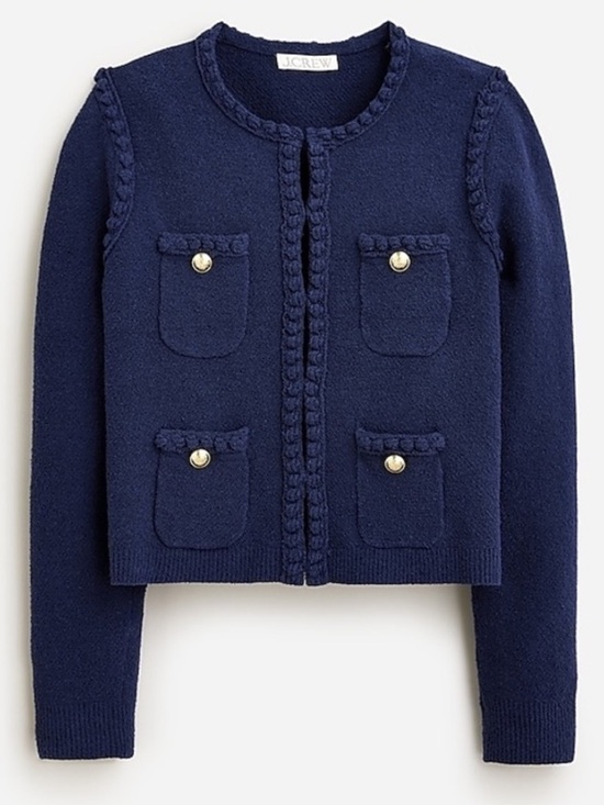 J. Crew Sweaters - NWT J.Crew Odette Navy Braided Trim Cardigan with Gold Buttons